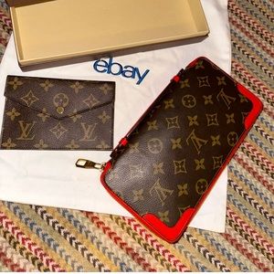 Louis Vuitton Cerise Red Retiro Daily Organizer Monogram 2 Pc Wristlet Clutch